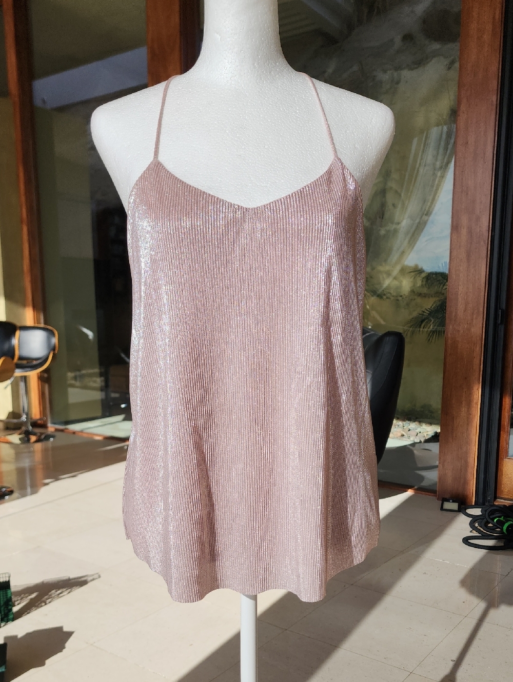 Express Metallic Blush Camisole Top